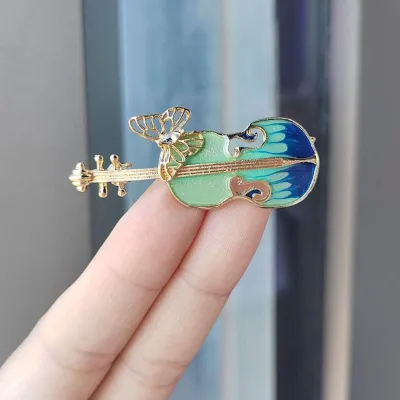 Colorful Violin Butterfly Lapel Brooch 